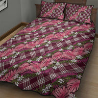 Polynesian Monstera Tiare Floral Quilt Bed Set Fuchsia Tropical Plaid LT01 - Polynesian Pride