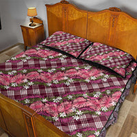 Polynesian Monstera Tiare Floral Quilt Bed Set Fuchsia Tropical Plaid LT01 - Polynesian Pride