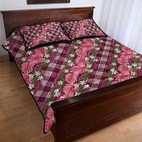 Polynesian Monstera Tiare Floral Quilt Bed Set Fuchsia Tropical Plaid LT01 - Polynesian Pride