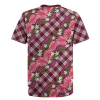 Polynesian Monstera Tiare Floral Rugby Jersey Fuchsia Tropical Plaid LT01 - Polynesian Pride