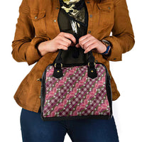 Polynesian Monstera Tiare Floral Shoulder Handbag Fuchsia Tropical Plaid LT01 - Polynesian Pride