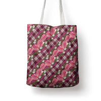 Polynesian Monstera Tiare Floral Tote Bag Fuchsia Tropical Plaid LT01 - Polynesian Pride