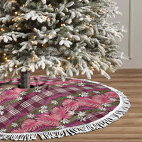 Polynesian Monstera Tiare Floral Tree Skirt Fuchsia Tropical Plaid LT01 - Polynesian Pride