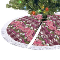 Polynesian Monstera Tiare Floral Tree Skirt Fuchsia Tropical Plaid LT01 - Polynesian Pride