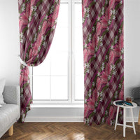 Polynesian Monstera Tiare Floral Window Curtain Fuchsia Tropical Plaid LT01 - Polynesian Pride