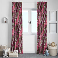 Polynesian Monstera Tiare Floral Window Curtain Fuchsia Tropical Plaid LT01 - Polynesian Pride