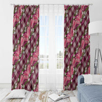 Polynesian Monstera Tiare Floral Window Curtain Fuchsia Tropical Plaid LT01 - Polynesian Pride