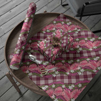 Polynesian Monstera Tiare Floral Wrapping Paper Fuchsia Tropical Plaid LT01 - Polynesian Pride