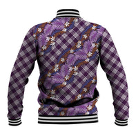 Polynesian Monstera Tiare Floral Baseball Jacket Lavender Tropical Plaid LT01 - Polynesian Pride
