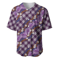 Polynesian Monstera Tiare Floral Baseball Jersey Lavender Tropical Plaid LT01 Purple - Polynesian Pride