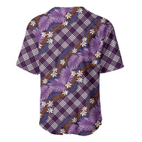 Polynesian Monstera Tiare Floral Baseball Jersey Lavender Tropical Plaid LT01 - Polynesian Pride