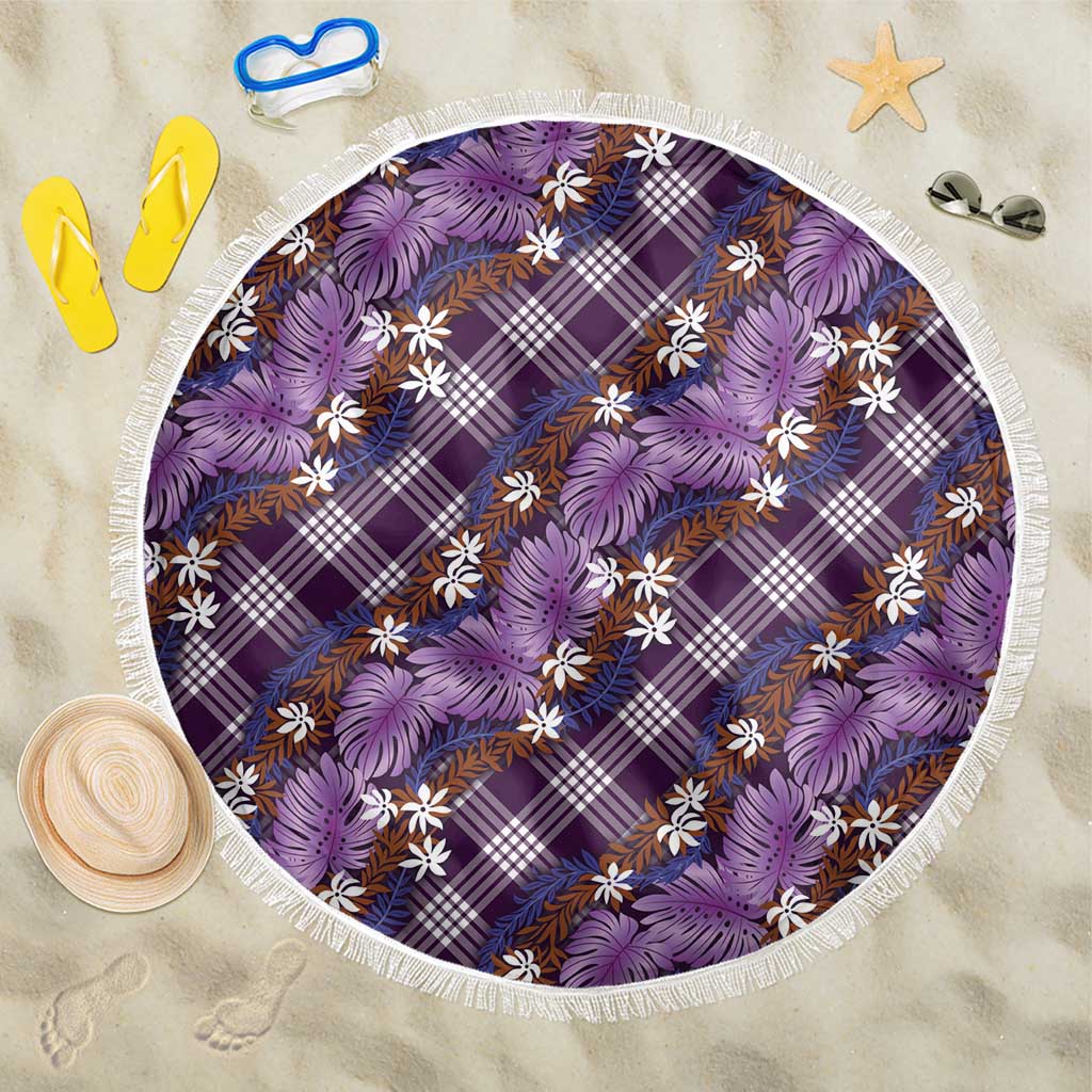 Polynesian Monstera Tiare Floral Beach Blanket Lavender Tropical Plaid LT01 One Size 150cm Purple - Polynesian Pride