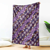 Polynesian Monstera Tiare Floral Blanket Lavender Tropical Plaid LT01 - Polynesian Pride
