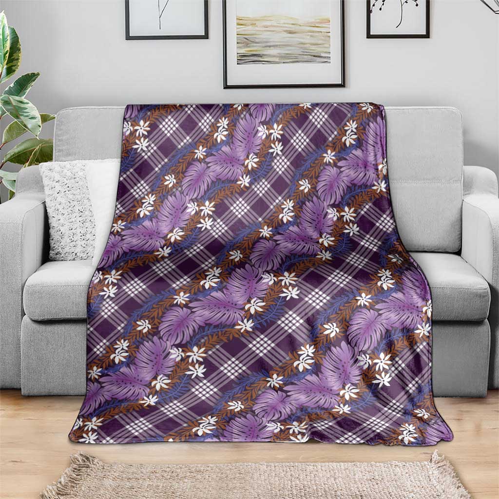 Polynesian Monstera Tiare Floral Blanket Lavender Tropical Plaid LT01 - Polynesian Pride