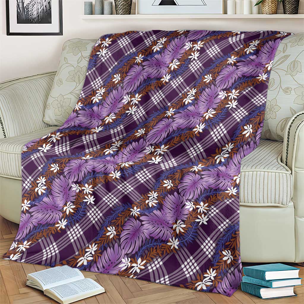 Polynesian Monstera Tiare Floral Blanket Lavender Tropical Plaid LT01 - Polynesian Pride