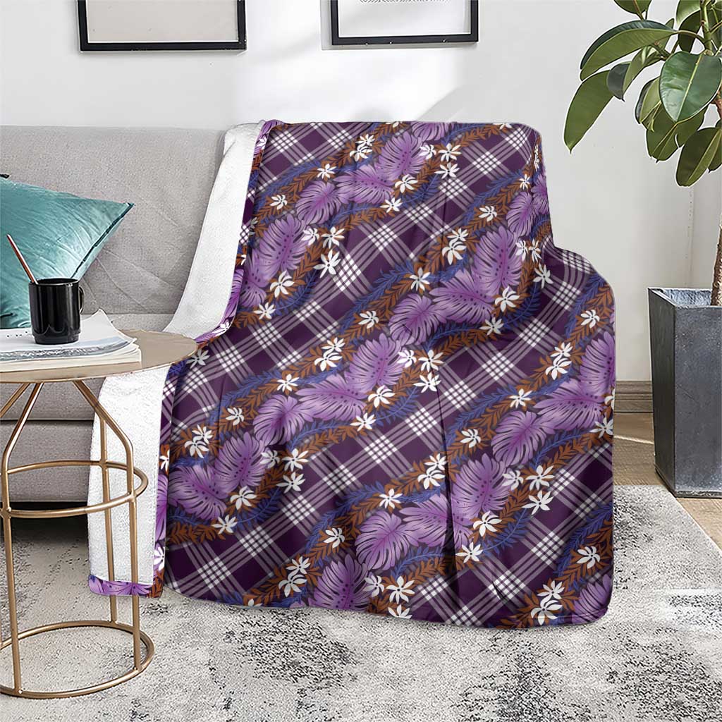 Polynesian Monstera Tiare Floral Blanket Lavender Tropical Plaid LT01 - Polynesian Pride