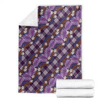 Polynesian Monstera Tiare Floral Blanket Lavender Tropical Plaid LT01 - Polynesian Pride