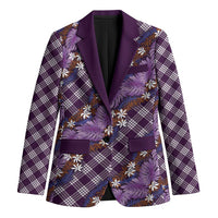 Polynesian Monstera Tiare Floral Blazer Lavender Tropical Plaid LT01 Unisex Purple - Polynesian Pride
