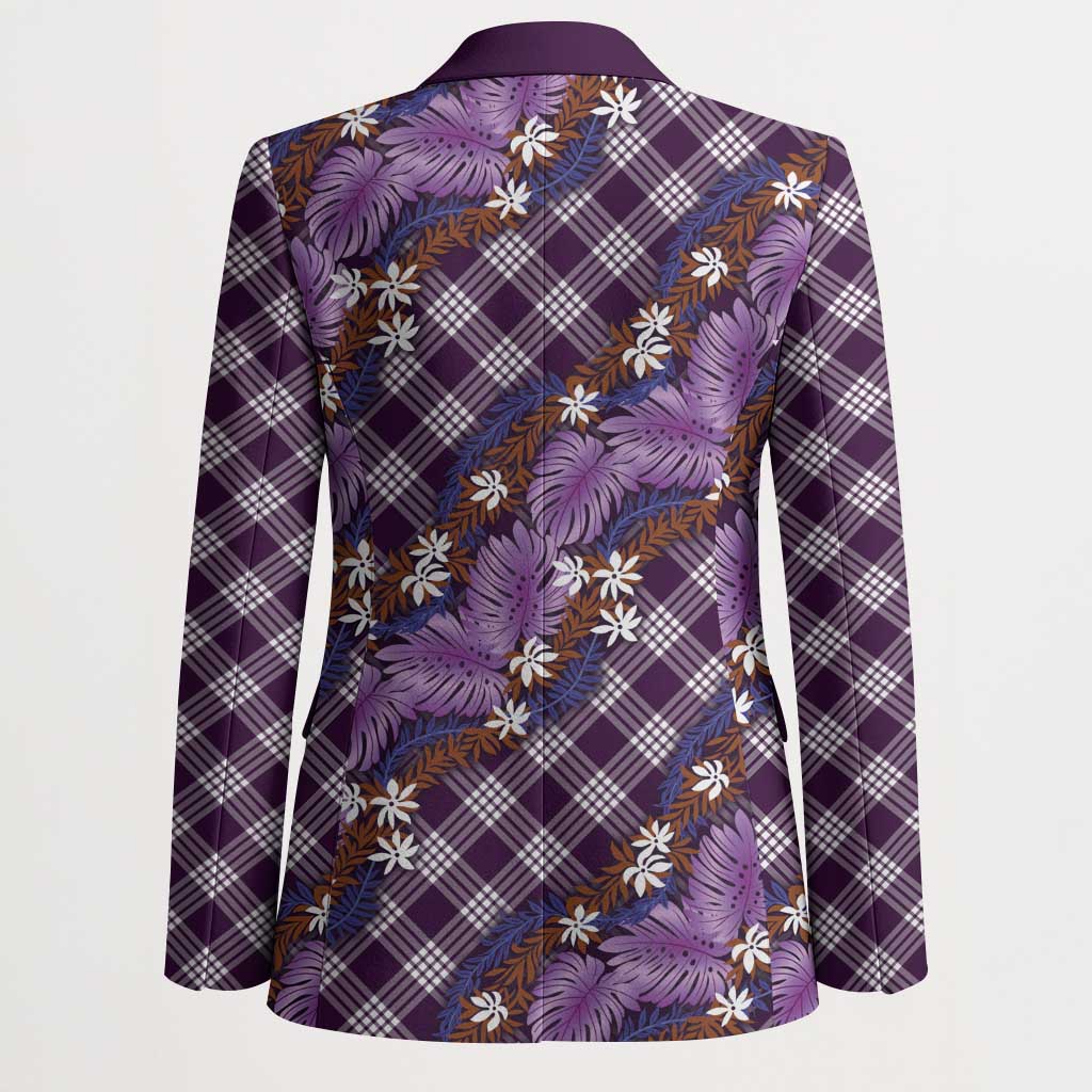 Polynesian Monstera Tiare Floral Blazer Lavender Tropical Plaid LT01 - Polynesian Pride