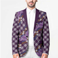 Polynesian Monstera Tiare Floral Blazer Lavender Tropical Plaid LT01 - Polynesian Pride