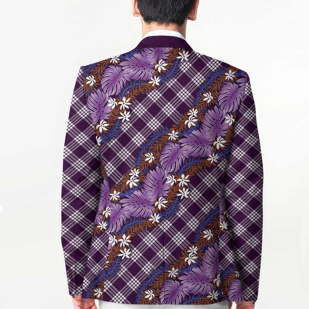 Polynesian Monstera Tiare Floral Blazer Lavender Tropical Plaid LT01 - Polynesian Pride