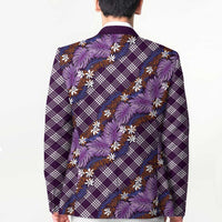 Polynesian Monstera Tiare Floral Blazer Lavender Tropical Plaid LT01 - Polynesian Pride
