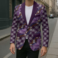 Polynesian Monstera Tiare Floral Blazer Lavender Tropical Plaid LT01 - Polynesian Pride