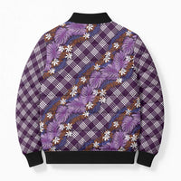 Polynesian Monstera Tiare Floral Bomber Puffer Jacket Lavender Tropical Plaid LT01 - Polynesian Pride