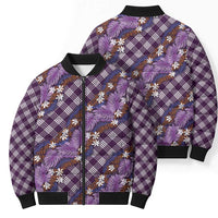 Polynesian Monstera Tiare Floral Bomber Puffer Jacket Lavender Tropical Plaid LT01 - Polynesian Pride
