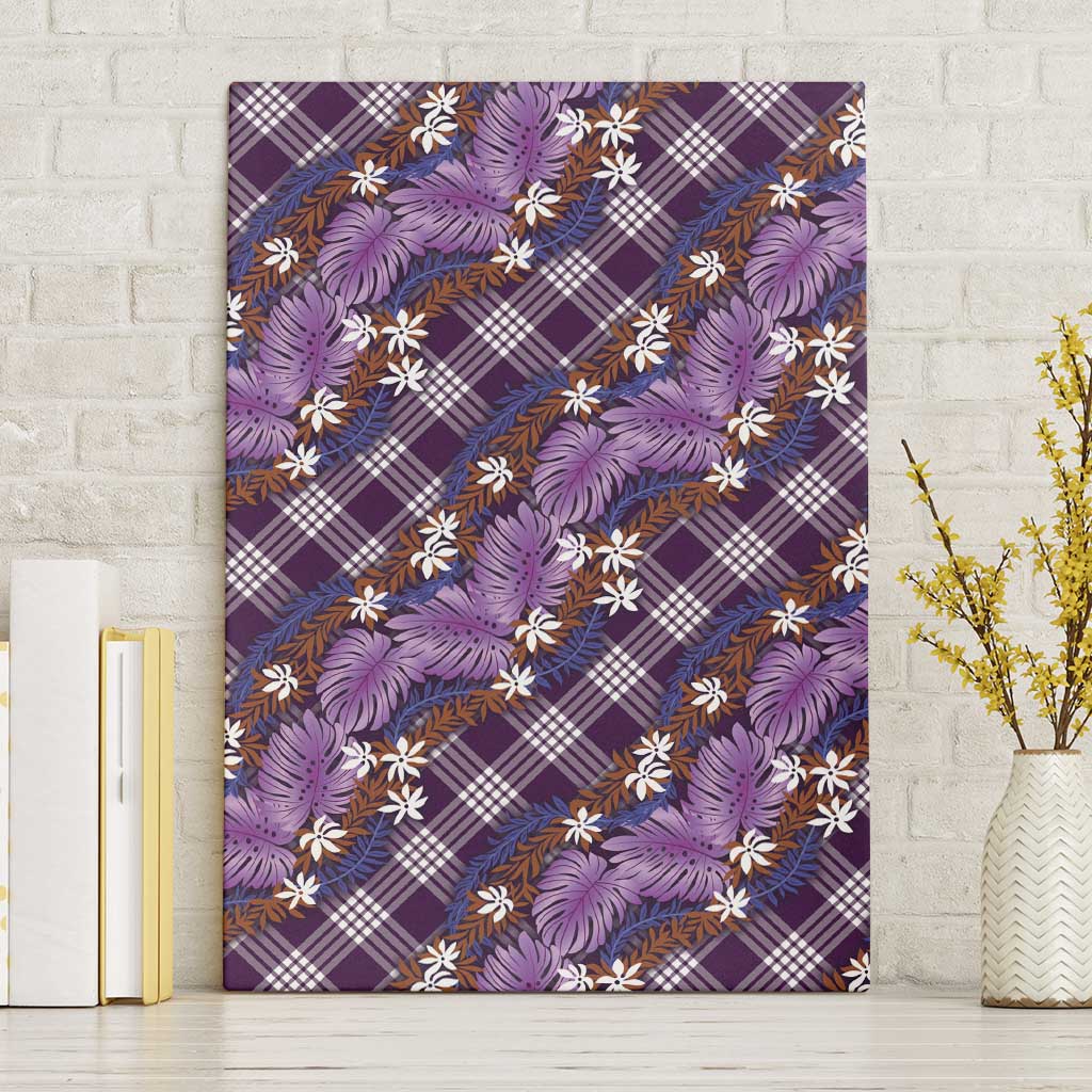 Polynesian Monstera Tiare Floral Canvas Wall Art Lavender Tropical Plaid LT01 Without Frame Purple - Polynesian Pride