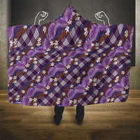 Polynesian Monstera Tiare Floral Hooded Blanket Lavender Tropical Plaid LT01 - Polynesian Pride