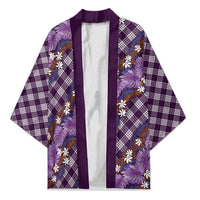 Polynesian Monstera Tiare Floral Kimono Lavender Tropical Plaid LT01 Unisex Purple - Polynesian Pride