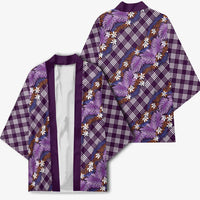 Polynesian Monstera Tiare Floral Kimono Lavender Tropical Plaid LT01 - Polynesian Pride