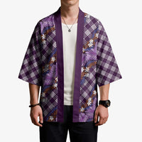 Polynesian Monstera Tiare Floral Kimono Lavender Tropical Plaid LT01 - Polynesian Pride