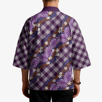 Polynesian Monstera Tiare Floral Kimono Lavender Tropical Plaid LT01 - Polynesian Pride