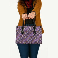 Polynesian Monstera Tiare Floral Leather Bag Lavender Tropical Plaid LT01 - Polynesian Pride