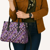Polynesian Monstera Tiare Floral Leather Bag Lavender Tropical Plaid LT01 - Polynesian Pride