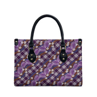 Polynesian Monstera Tiare Floral Leather Bag Lavender Tropical Plaid LT01 - Polynesian Pride