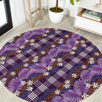 Polynesian Monstera Tiare Floral Round Carpet Lavender Tropical Plaid LT01 Purple - Polynesian Pride