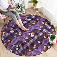 Polynesian Monstera Tiare Floral Round Carpet Lavender Tropical Plaid LT01 - Polynesian Pride