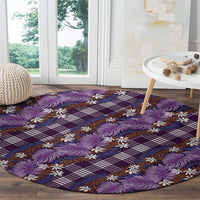 Polynesian Monstera Tiare Floral Round Carpet Lavender Tropical Plaid LT01 - Polynesian Pride