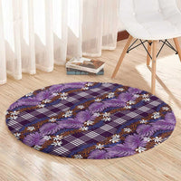 Polynesian Monstera Tiare Floral Round Carpet Lavender Tropical Plaid LT01 - Polynesian Pride