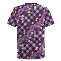 Polynesian Monstera Tiare Floral Rugby Jersey Lavender Tropical Plaid LT01 - Polynesian Pride