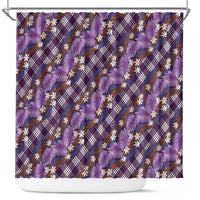 Polynesian Monstera Tiare Floral Shower Curtain Lavender Tropical Plaid LT01 Purple - Polynesian Pride