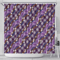 Polynesian Monstera Tiare Floral Shower Curtain Lavender Tropical Plaid LT01 - Polynesian Pride