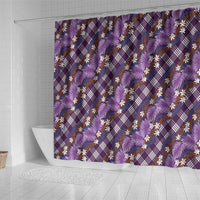 Polynesian Monstera Tiare Floral Shower Curtain Lavender Tropical Plaid LT01 - Polynesian Pride