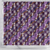 Polynesian Monstera Tiare Floral Shower Curtain Lavender Tropical Plaid LT01 - Polynesian Pride