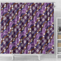 Polynesian Monstera Tiare Floral Shower Curtain Lavender Tropical Plaid LT01 - Polynesian Pride