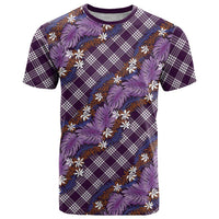 Polynesian Monstera Tiare Floral T Shirt Lavender Tropical Plaid LT01 Purple - Polynesian Pride