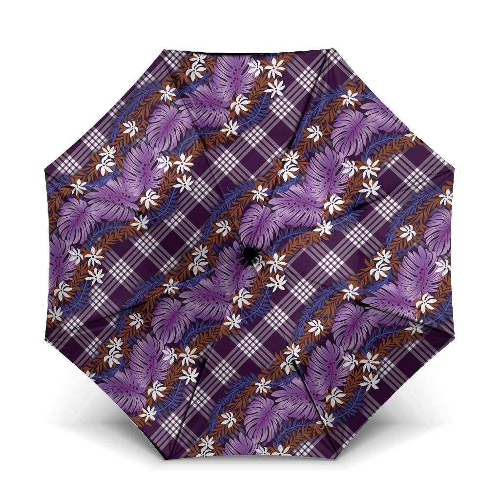 Polynesian Monstera Tiare Floral Umbrella Lavender Tropical Plaid LT01 One Size Folded 11.42 inch Opened Diameter 37.4 inch Purple - Polynesian Pride